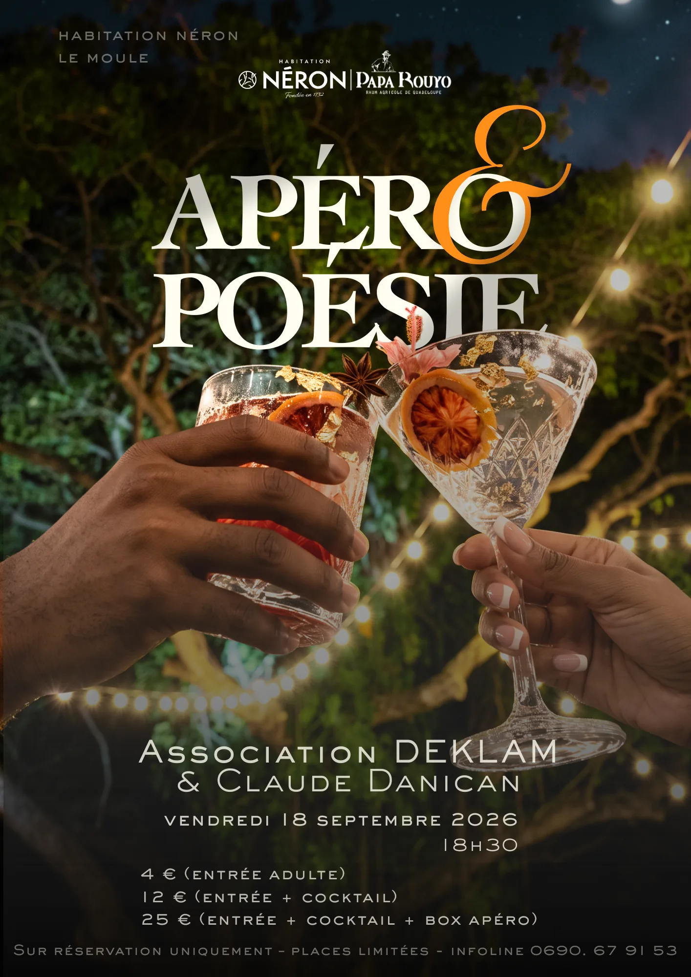 Affiche Apéro & Poésie à l'Habitation Néron, vendredi 18 septembre 2026