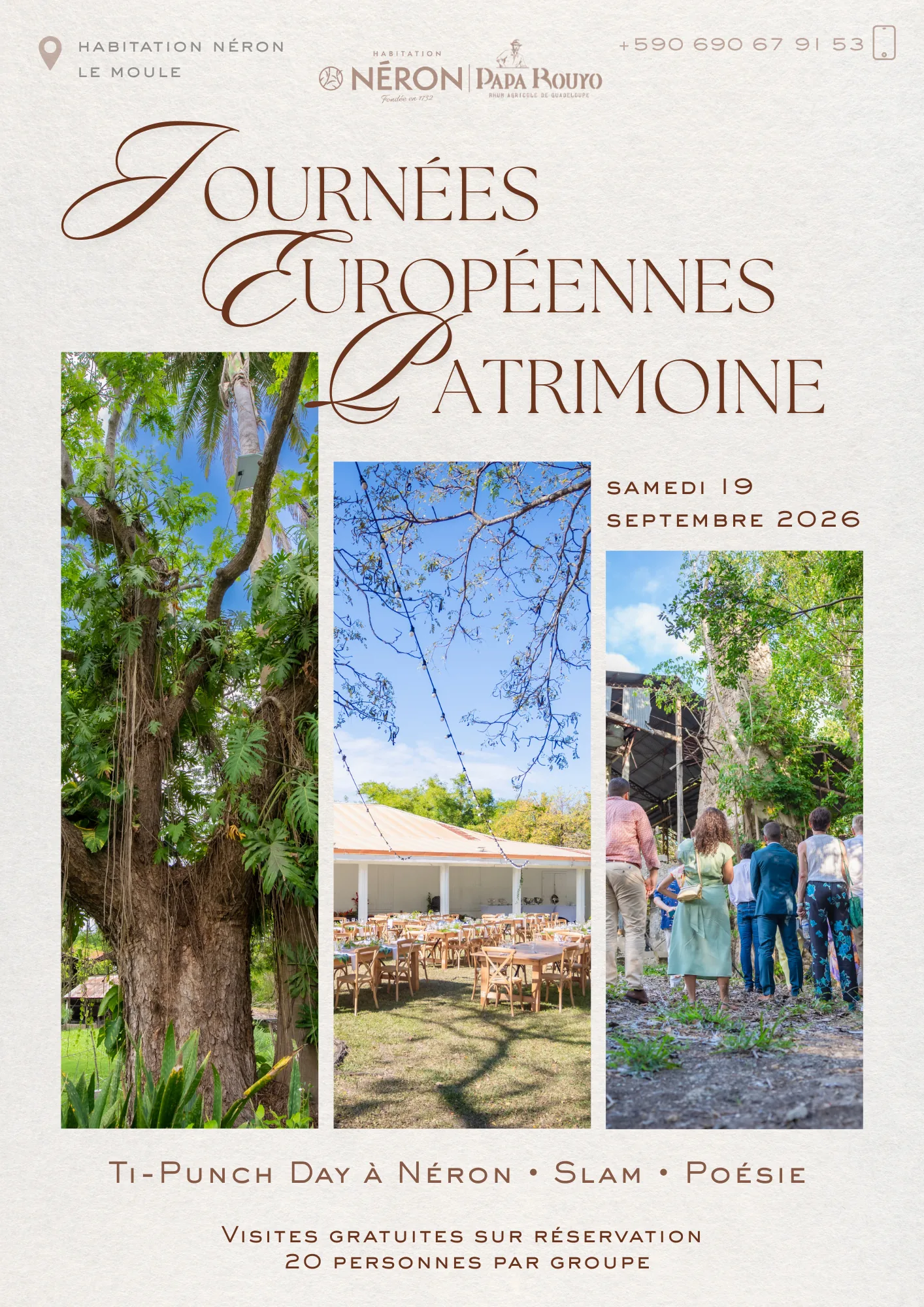 Affiche Journées Européennes du Patrimoine à l'Habitation Néron, samedi 19 septembre 2026