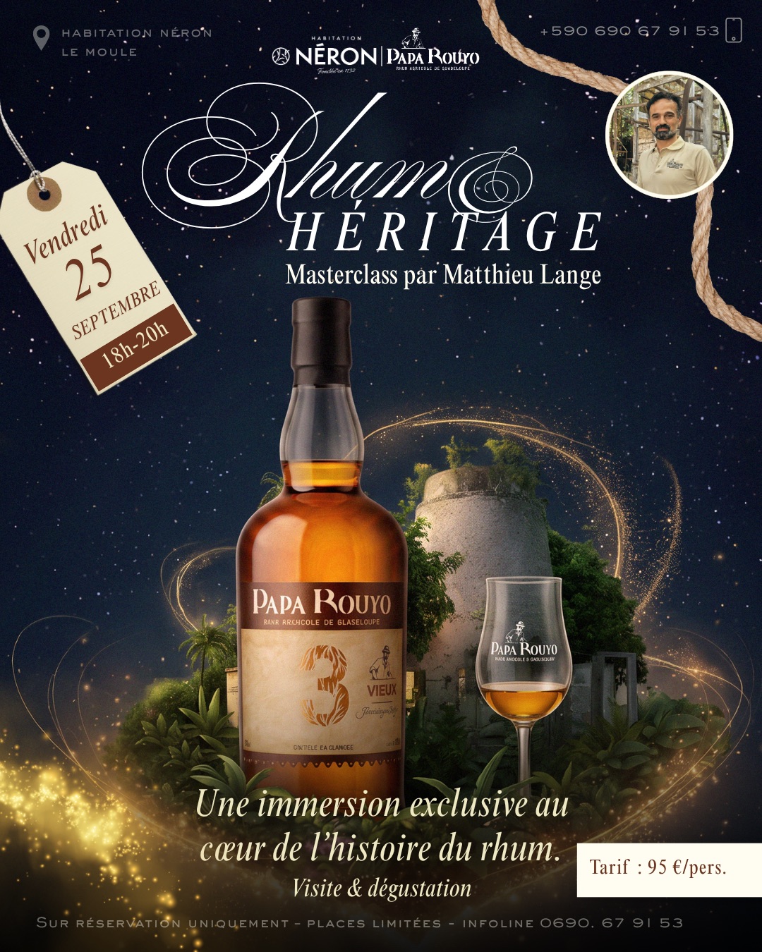Affiche Rhum & Héritage, masterclass par Matthieu Lange à l'Habitation Néron, vendredi 25 septembre 2026