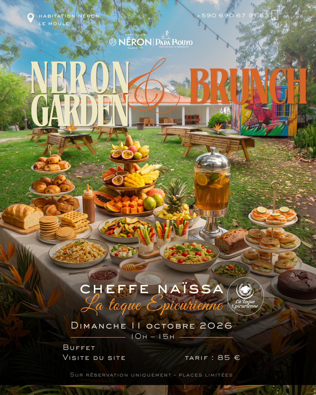 Affiche Néron Garden & Brunch à l'Habitation Néron, dimanche 11 octobre 2026, buffet de la Cheffe Naïssa