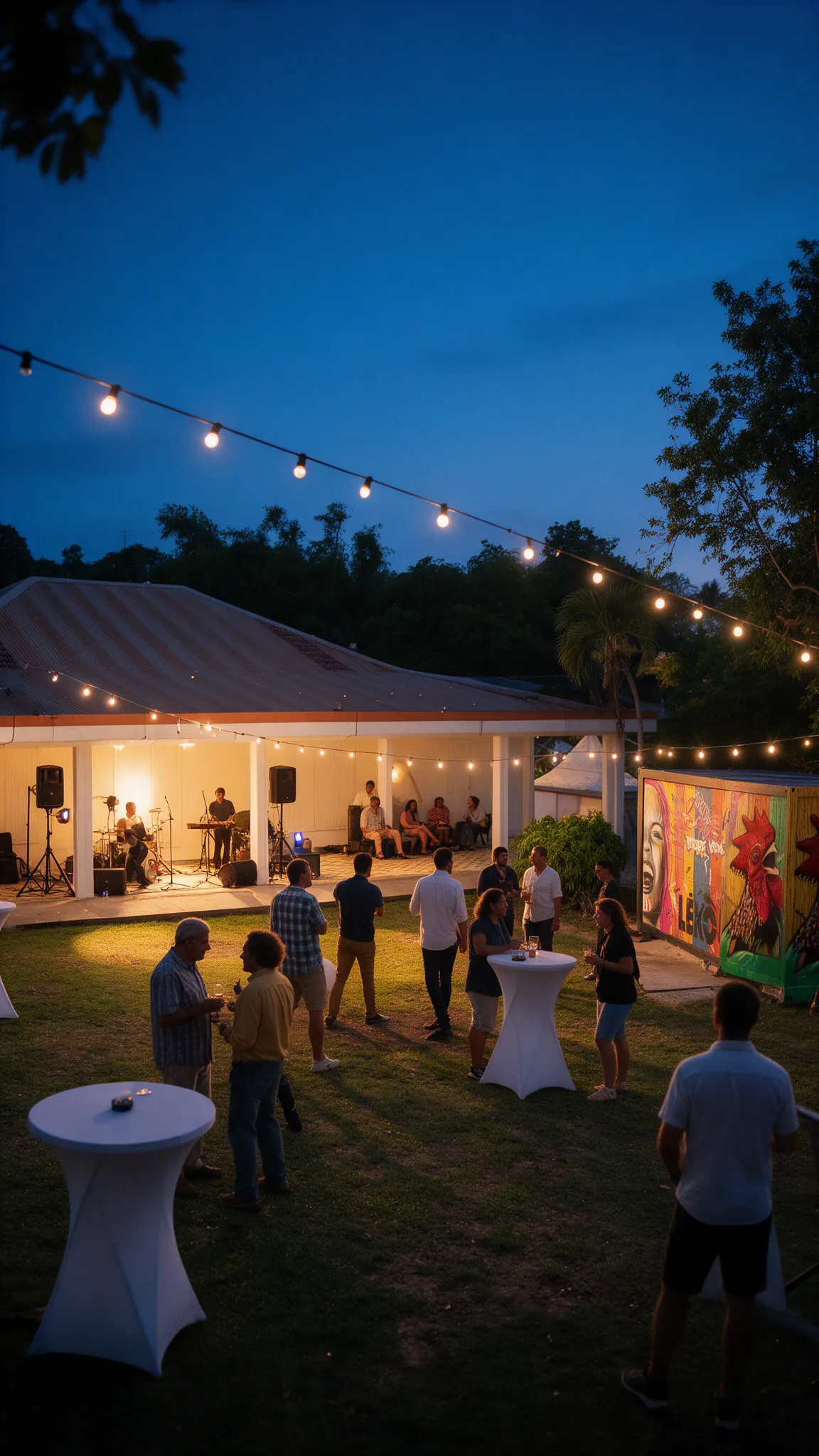 Afterwork nocturne dans les jardins de l'Habitation Néron, guirlandes et concert privé